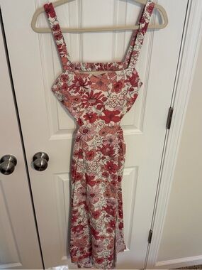 Forever 21 Pink and Cream Floral Midi Dress